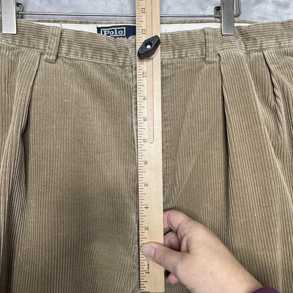 Polo Ralph Lauren Pants Mens 36*32 Brown Corduroy Pleated Chino Classic Preppy - Picture 5 of 11